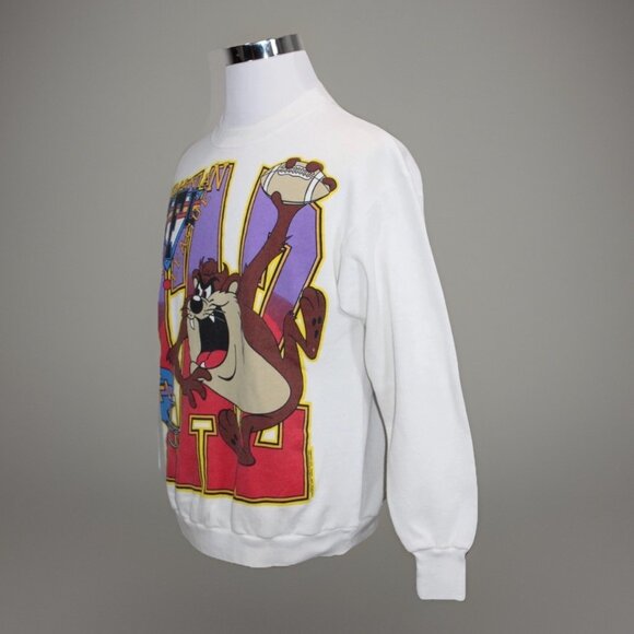 Vintage 90s TFL Mens TAMPA FOOTBALL Taz Tasmanian Devil 1993 Sweatshirt L - Picture 4 of 7